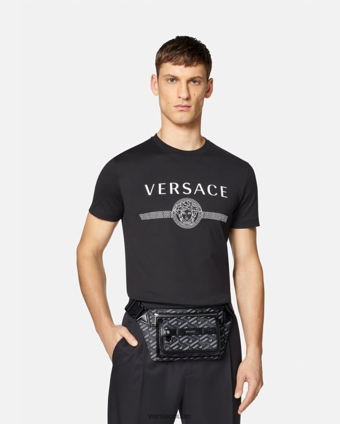 رجال حقيبة الحزام المميزة من La Greca Versace أسود اللون الرمادي 0FVD2J1486 أكياس