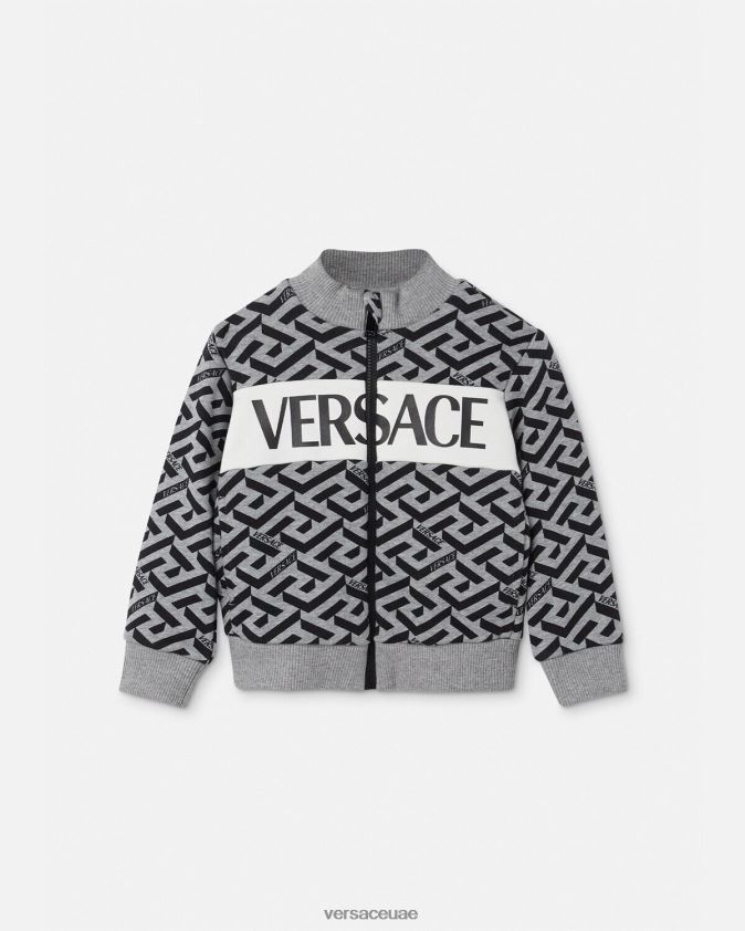 أطفال سترة أطفال بسحاب من La Greca Versace الرمادي والطباعة 0FVD2J1909 ملابس