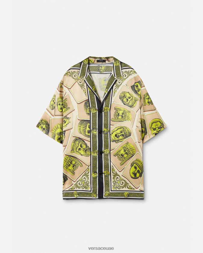 رجال قميص حرير كبير الحجم من تصميم Le Maschere Versace مطبعة 0FVD2J1308 ملابس