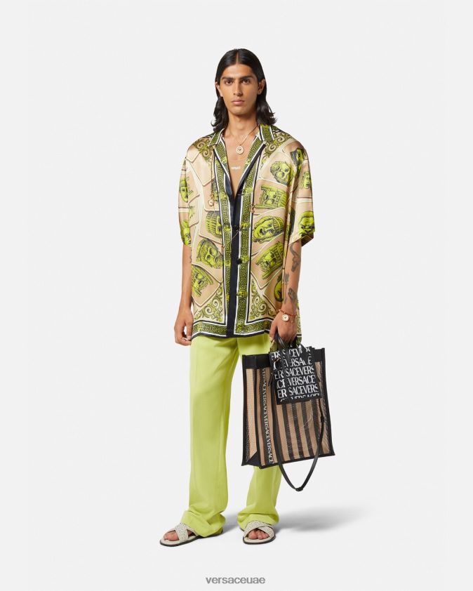 رجال قميص حرير كبير الحجم من تصميم Le Maschere Versace مطبعة 0FVD2J1308 ملابس