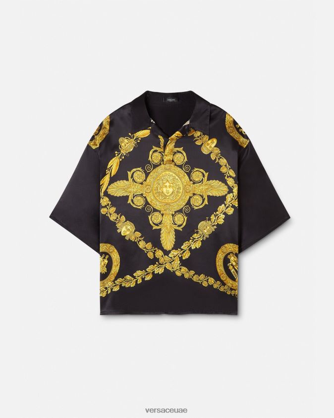 رجال قميص بولو من الساتان الباروكي من Maschera Versace مطبعة 0FVD2J1313 ملابس