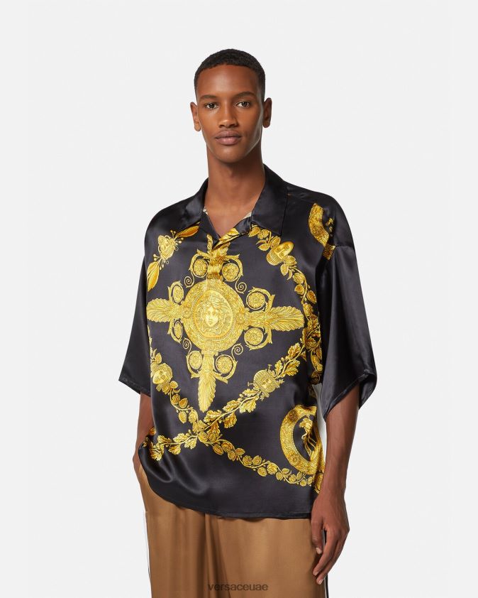 رجال قميص بولو من الساتان الباروكي من Maschera Versace مطبعة 0FVD2J1313 ملابس