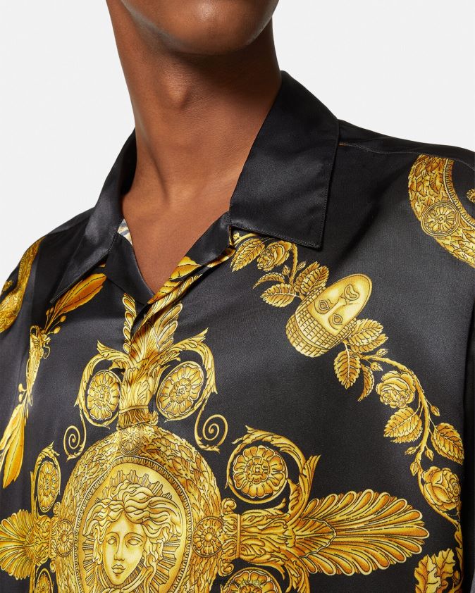 رجال قميص بولو من الساتان الباروكي من Maschera Versace مطبعة 0FVD2J1313 ملابس