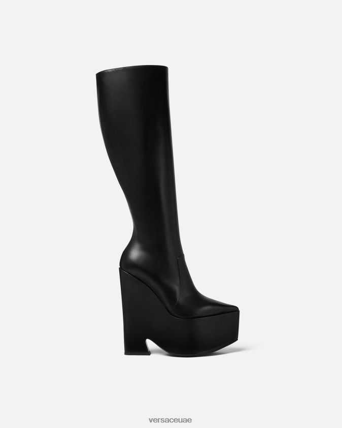 نحيف حذاء Tempest ذو نعل سميك يصل إلى الركبة Versace أسود 0FVD2J478 حذاء