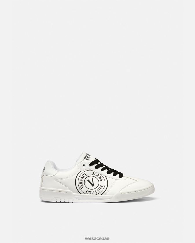 رجال حذاء بروكلين V-Emblem الرياضي Versace أبيض أسود 0FVD2J2442 حذاء