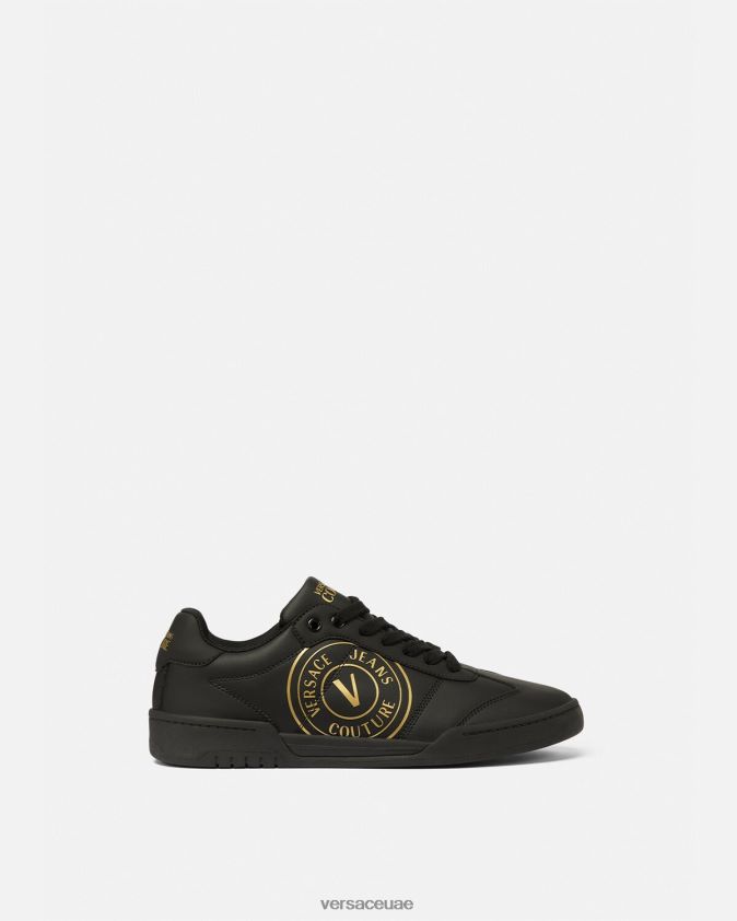 رجال حذاء بروكلين V-Emblem الرياضي Versace الذهب الأسود 0FVD2J2443 حذاء