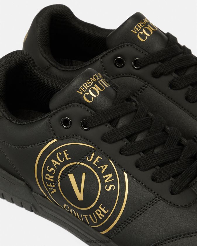 رجال حذاء بروكلين V-Emblem الرياضي Versace الذهب الأسود 0FVD2J2443 حذاء