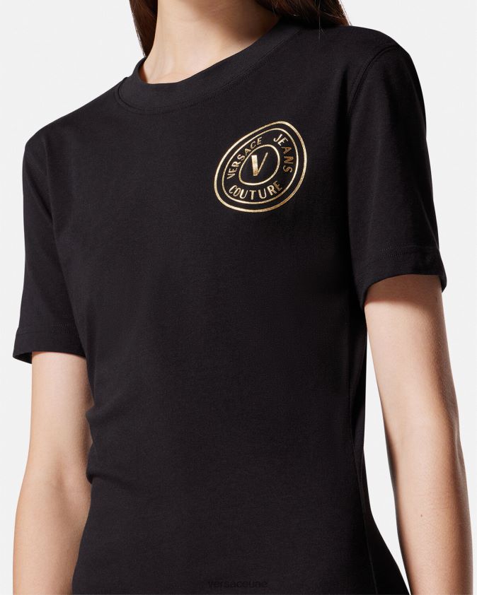 نحيف فستان بشعار الماركة على شكل حرف V Versace الذهب الأسود 0FVD2J2144 ملابس