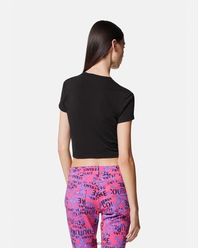 نحيف تيشيرت قصير بشعار على شكل حرف V Versace أسود 0FVD2J2230 ملابس