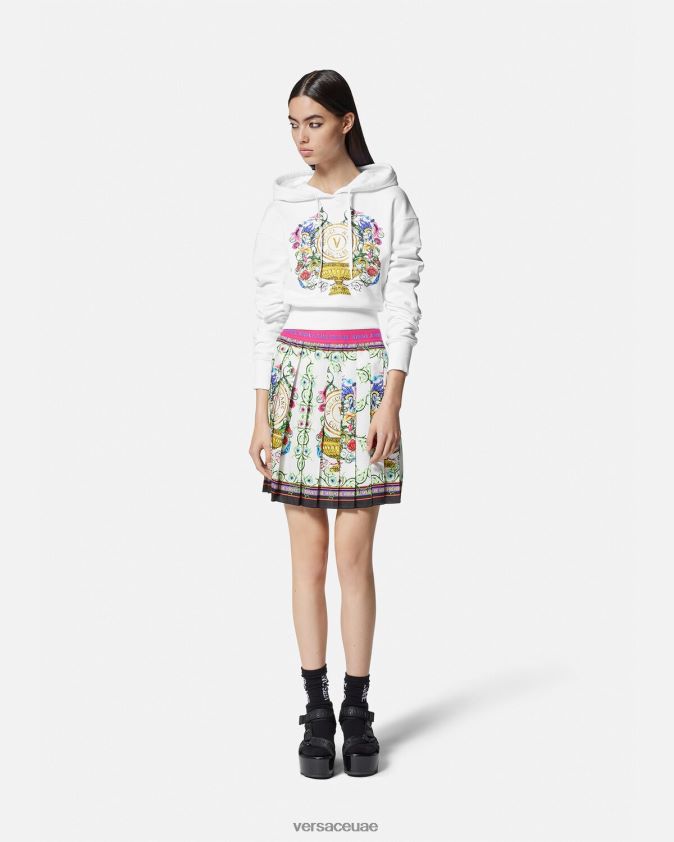 نحيف سترة بغطاء للرأس بشعار على شكل حرف V Versace الذهب والأبيض 0FVD2J2232 ملابس