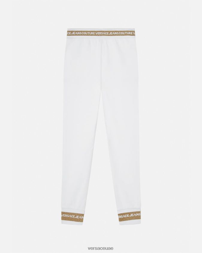 نحيف بنطال رياضي بشعار على شكل حرف V Versace الذهب والأبيض 0FVD2J2245 ملابس