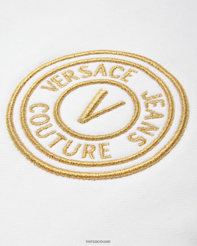 نحيف بنطال رياضي بشعار على شكل حرف V Versace الذهب والأبيض 0FVD2J2245 ملابس