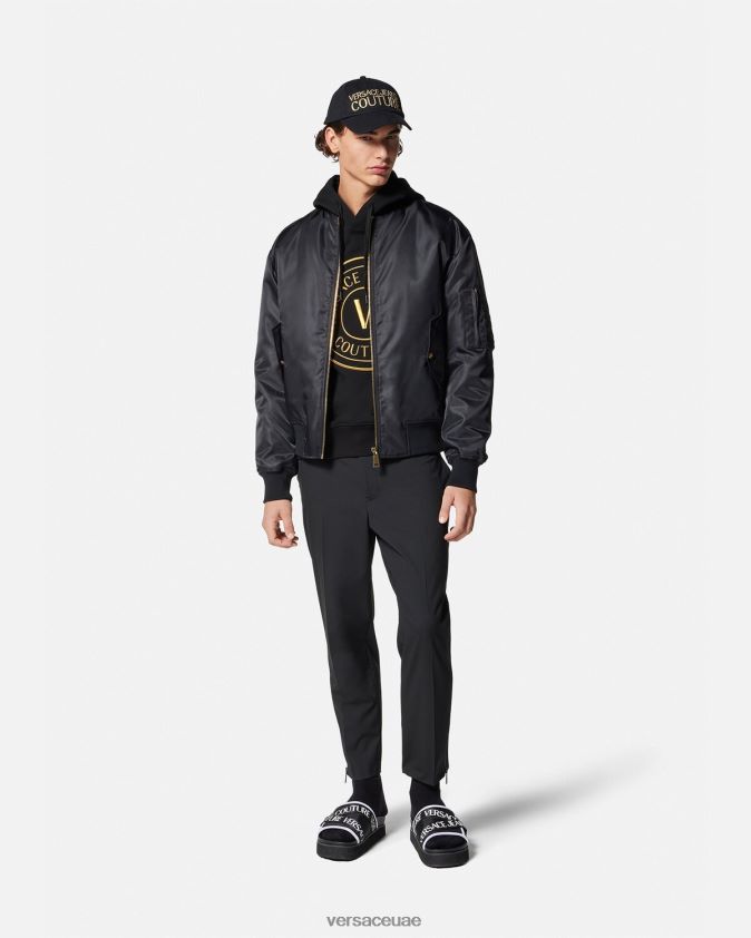 رجال هوديي بشعار على شكل حرف V Versace الذهب الأسود 0FVD2J2364 ملابس