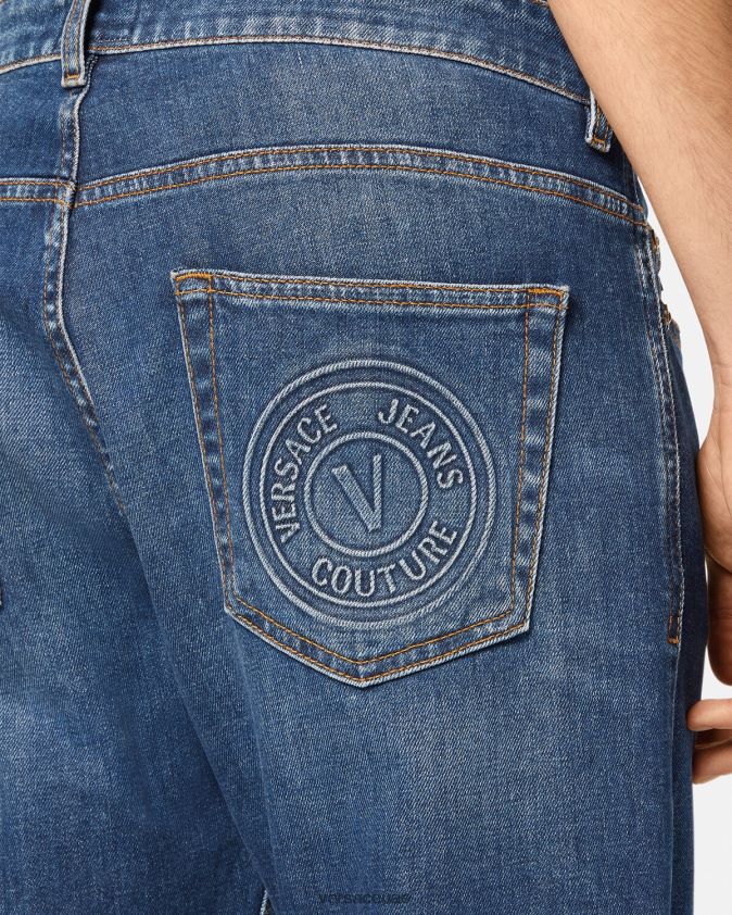 رجال جينز بشعار على شكل حرف V Versace أزرق 0FVD2J2383 ملابس