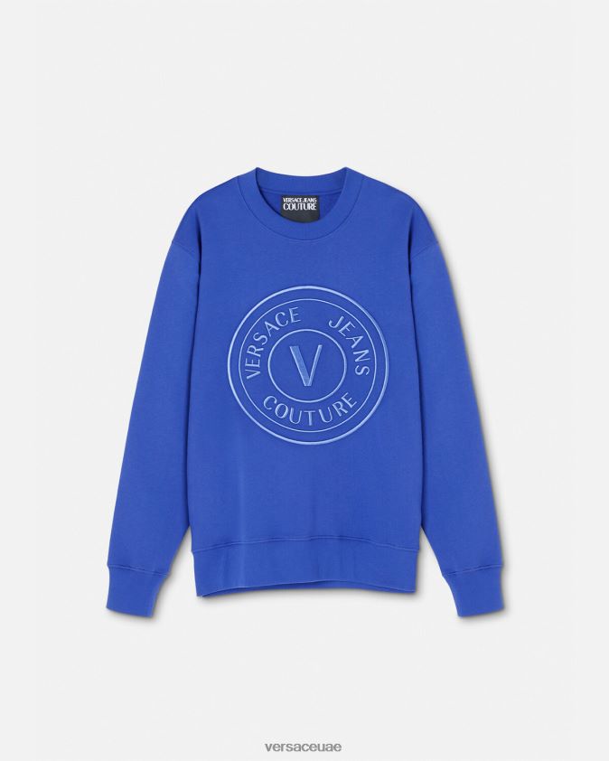 رجال سويت شيرت مطرز بشعار على شكل حرف V Versace بلويت 0FVD2J2413 ملابس