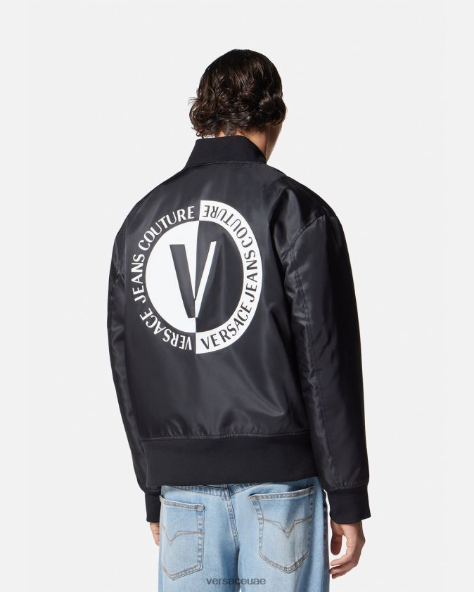 رجال سترة بومبر بشعار على شكل حرف V Versace أسود 0FVD2J2418 ملابس
