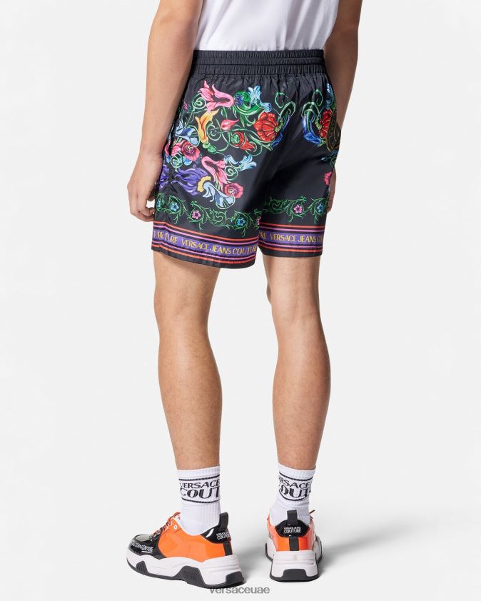 رجال شورت حديقة بشعار V Versace الذهب الأسود 0FVD2J2435 ملابس