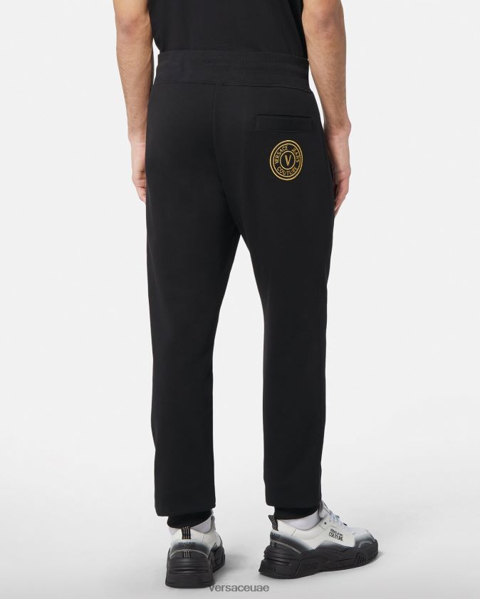 رجال بنطال رياضي بشعار على شكل حرف V Versace الذهب الأسود 0FVD2J2436 ملابس
