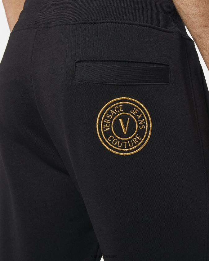 رجال بنطال رياضي بشعار على شكل حرف V Versace الذهب الأسود 0FVD2J2436 ملابس