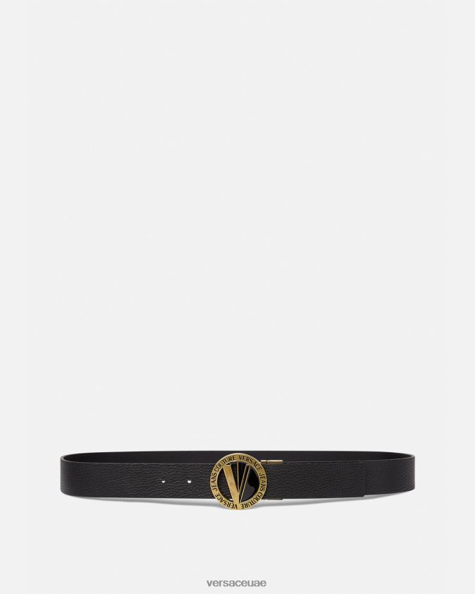 رجال حزام مستدير بشعار على شكل حرف V Versace أسود 0FVD2J2473 مُكَمِّلات