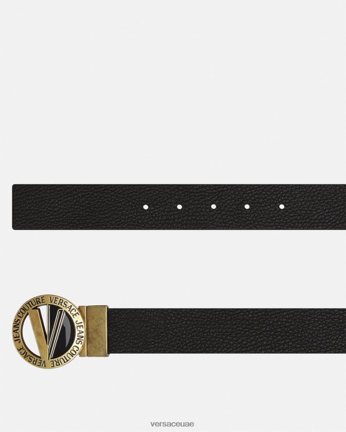 رجال حزام مستدير بشعار على شكل حرف V Versace أسود 0FVD2J2473 مُكَمِّلات