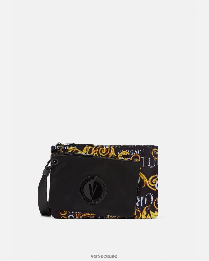 رجال حقيبة بشعار على شكل حرف V بشعار مزدوج Versace الذهب الأسود 0FVD2J2497 مُكَمِّلات