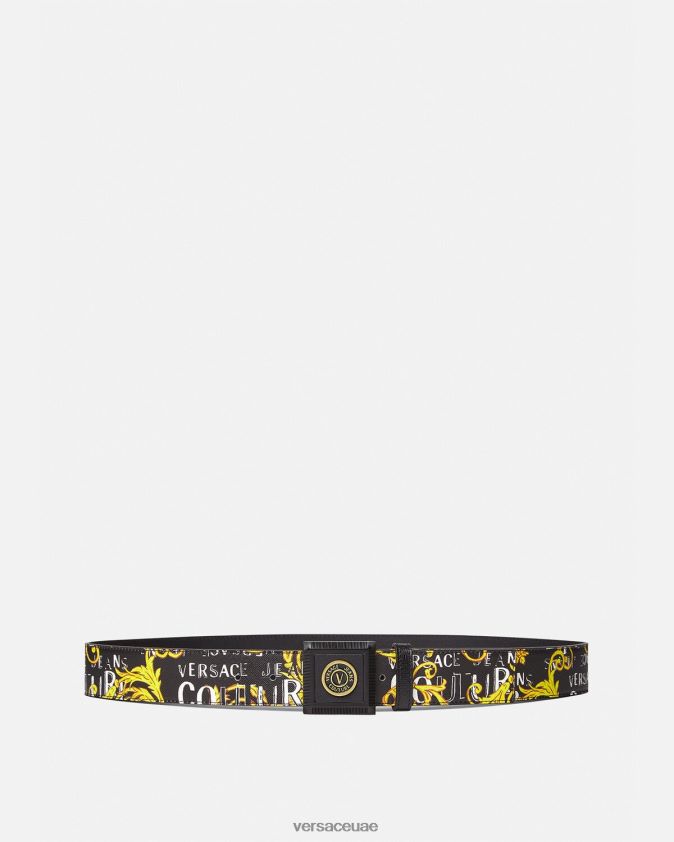رجال حزام كوتور بشعار على شكل حرف V Versace الذهب الأسود 0FVD2J2503 مُكَمِّلات
