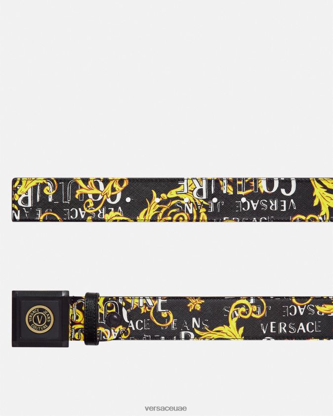 رجال حزام كوتور بشعار على شكل حرف V Versace الذهب الأسود 0FVD2J2503 مُكَمِّلات