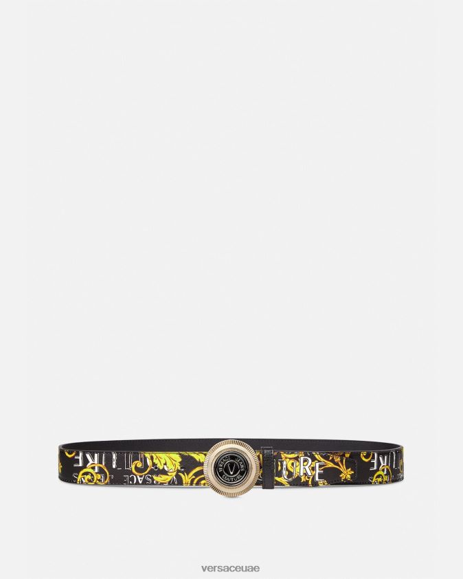 رجال حزام مستدير بشعار على شكل حرف V Versace الذهب الأسود 0FVD2J2512 مُكَمِّلات