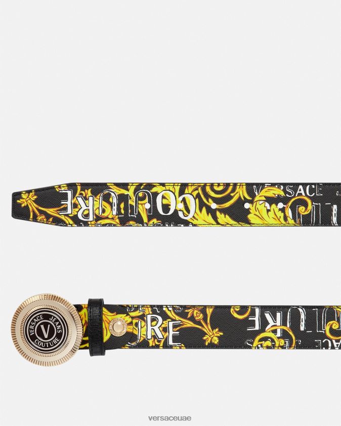 رجال حزام مستدير بشعار على شكل حرف V Versace الذهب الأسود 0FVD2J2512 مُكَمِّلات