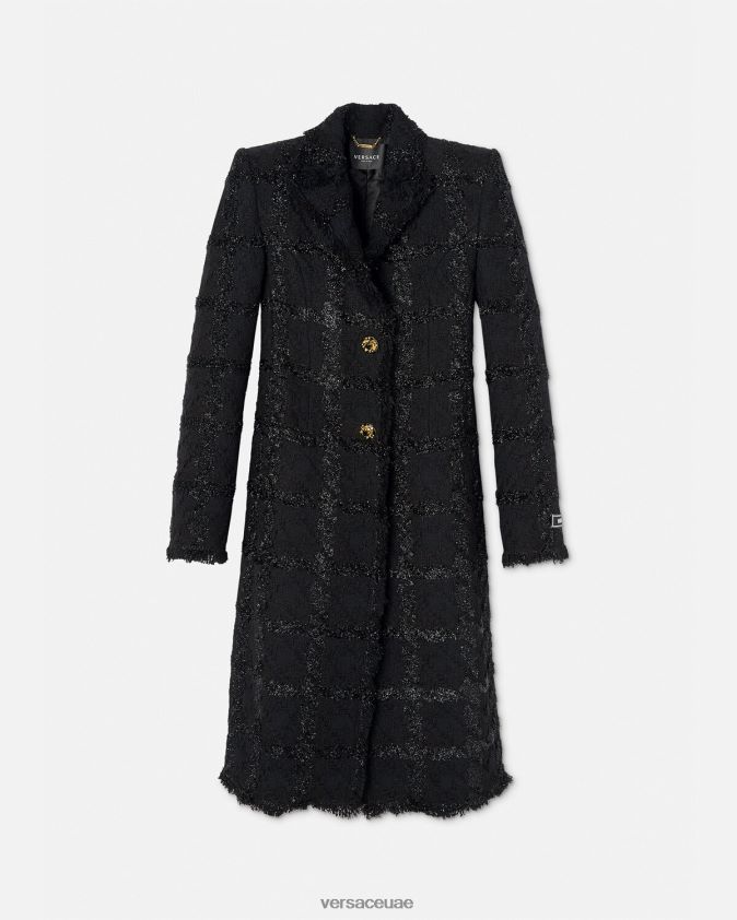 نحيف معطف طويل من التويد Versace أسود 0FVD2J102 ملابس