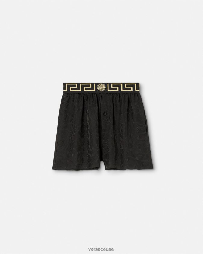 نحيف الحدود اليونانية باروكو بيجامة السراويل Versace أسود اللون الرمادي 0FVD2J1025 الملابس الداخلية وملابس البحر