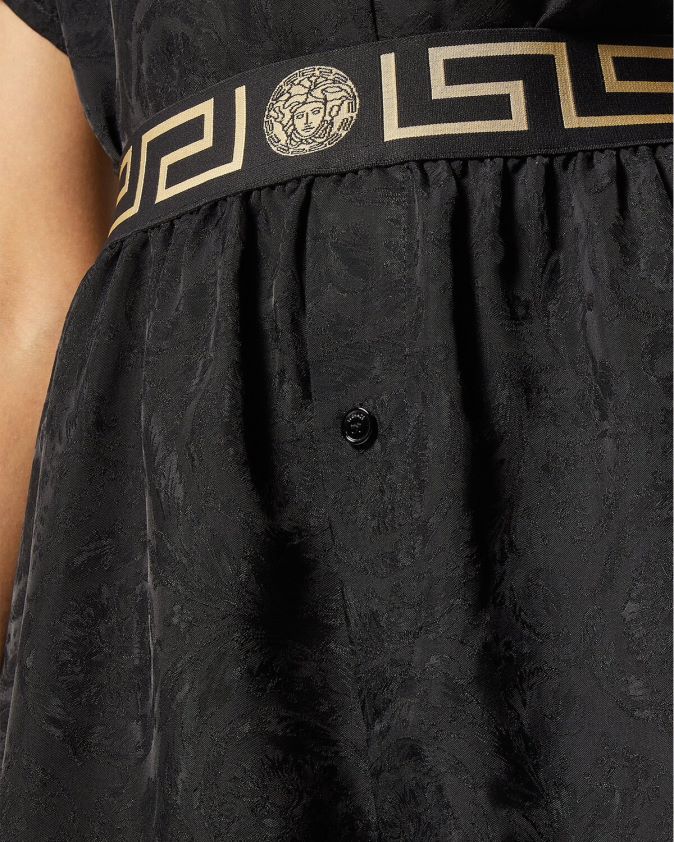 نحيف الحدود اليونانية باروكو بيجامة السراويل Versace أسود اللون الرمادي 0FVD2J1025 الملابس الداخلية وملابس البحر