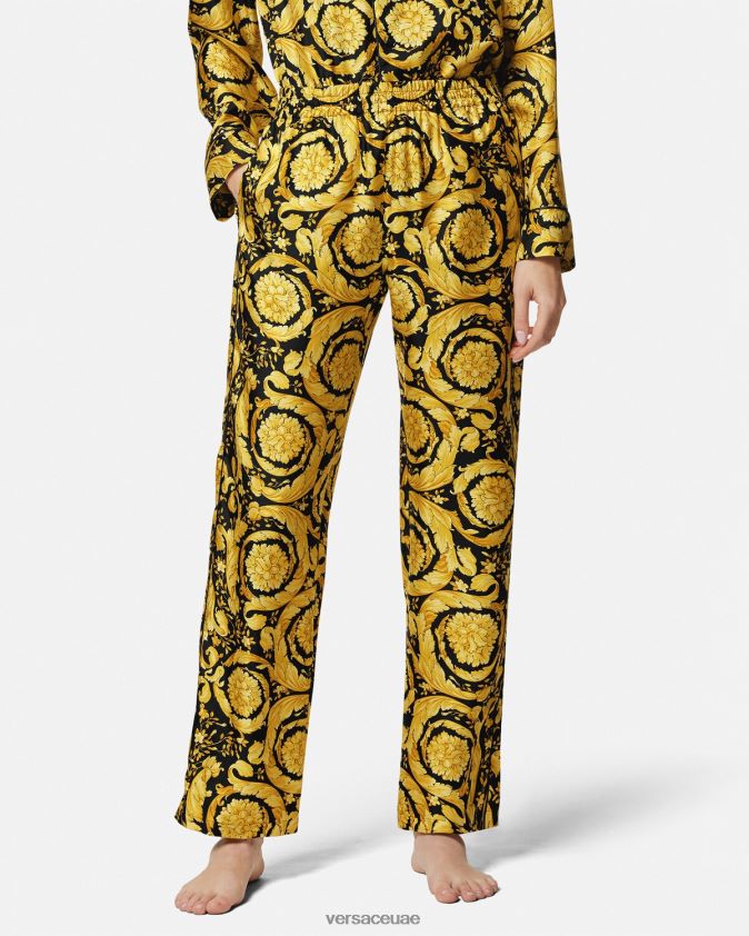 نحيف بنطال بيجامة حرير بطبعة الباروك Versace مطبعة 0FVD2J1026 الملابس الداخلية وملابس البحر