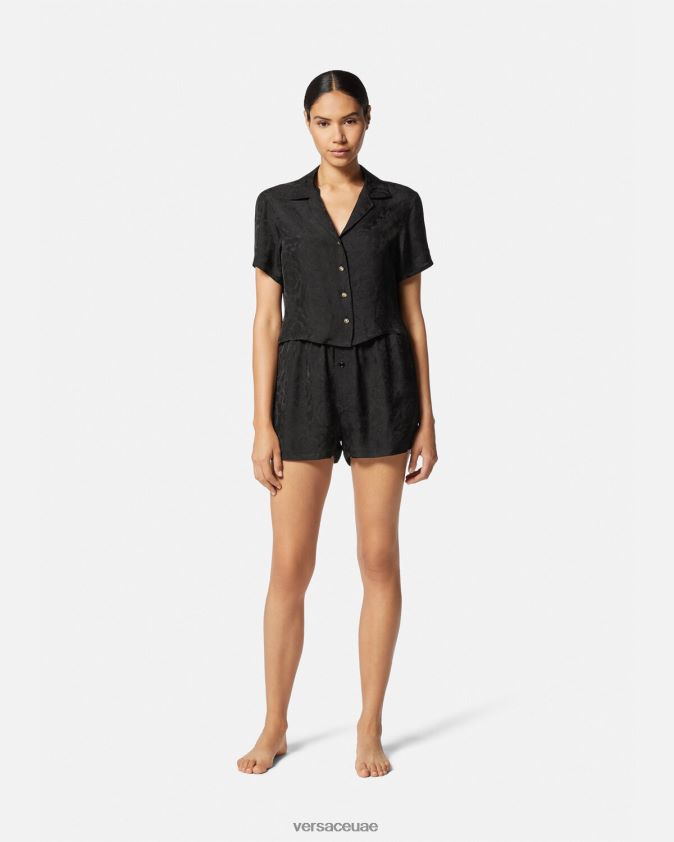 نحيف توب بيجامة جاكار قصير من باروكو Versace أسود اللون الرمادي 0FVD2J1028 الملابس الداخلية وملابس البحر