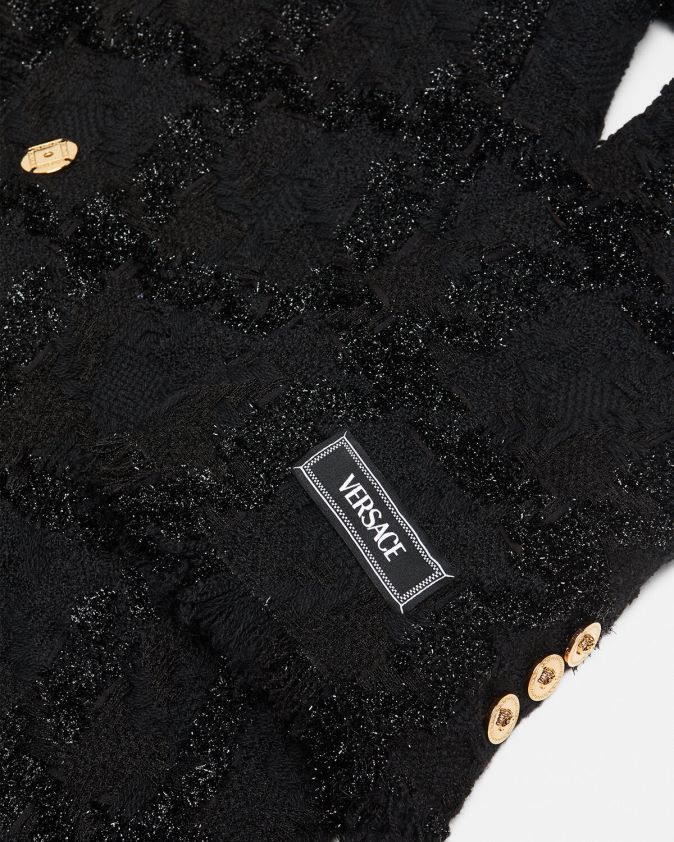 نحيف معطف طويل من التويد Versace أسود 0FVD2J102 ملابس