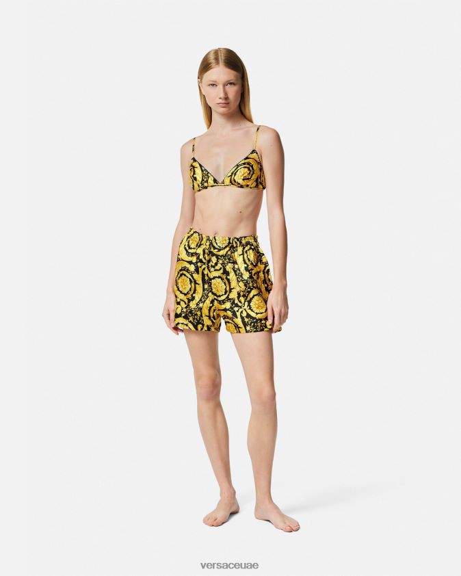 نحيف شورت بيجامة حرير بطبعات الباروك Versace مطبعة 0FVD2J1030 الملابس الداخلية وملابس البحر