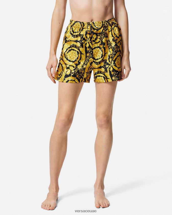نحيف شورت بيجامة حرير بطبعات الباروك Versace مطبعة 0FVD2J1030 الملابس الداخلية وملابس البحر