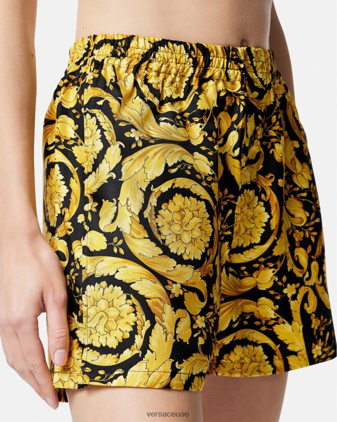 نحيف شورت بيجامة حرير بطبعات الباروك Versace مطبعة 0FVD2J1030 الملابس الداخلية وملابس البحر