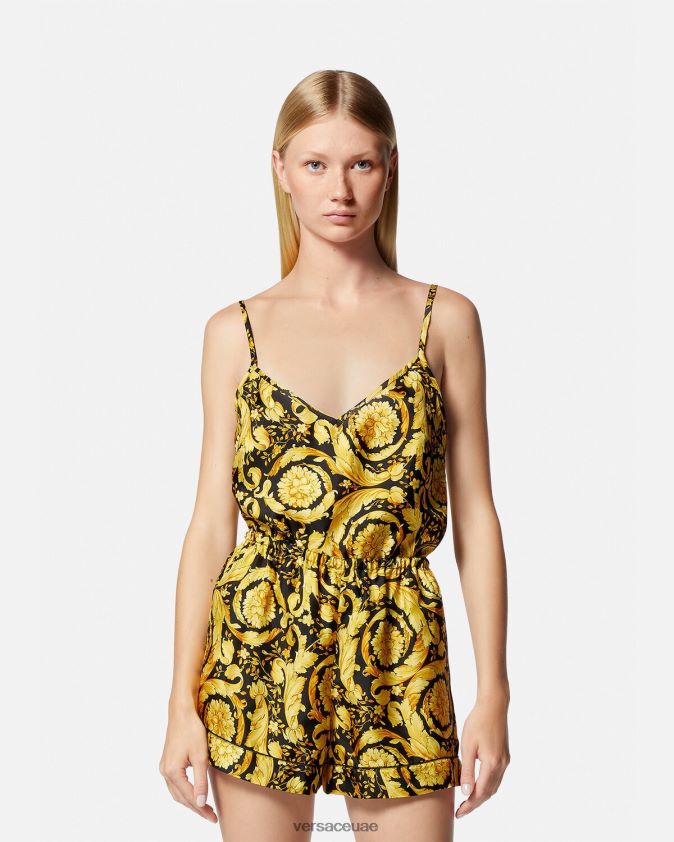 نحيف شورت بيجامة حرير بطبعات الباروك Versace مطبعة 0FVD2J1031 الملابس الداخلية وملابس البحر