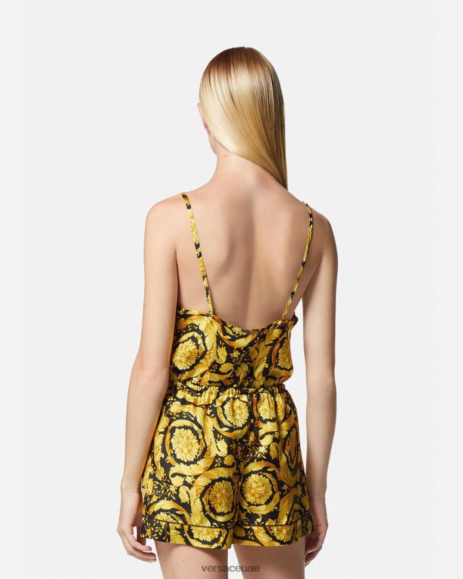 نحيف شورت بيجامة حرير بطبعات الباروك Versace مطبعة 0FVD2J1031 الملابس الداخلية وملابس البحر