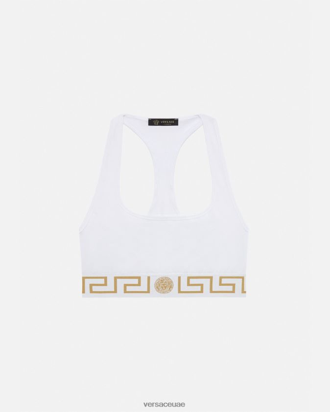نحيف حمالة صدر رياضية على الحدود اليونانية Versace أبيض 0FVD2J1038 الملابس الداخلية وملابس البحر