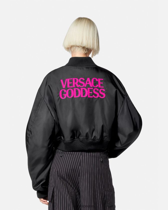 نحيف سترة منفذها المحاصيل آلهة Versace أسود 0FVD2J103 ملابس