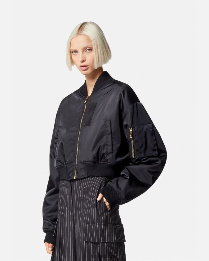 نحيف سترة منفذها المحاصيل آلهة Versace أسود 0FVD2J103 ملابس