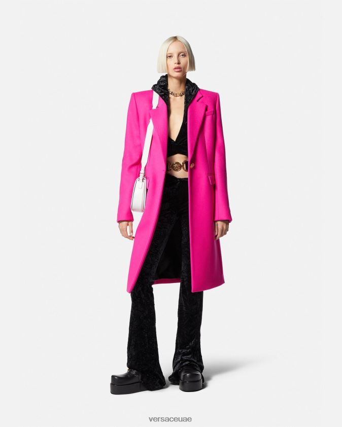 نحيف ميدوسا معطف طويل من الصوف Versace ضارب الى الحمرة 0FVD2J104 ملابس