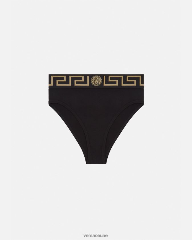 نحيف الحدود اليونانية ملخصات عالية الساق Versace أسود 0FVD2J1055 الملابس الداخلية وملابس البحر