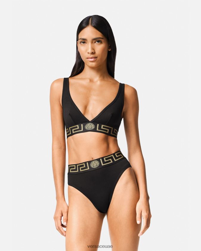 نحيف الحدود اليونانية ملخصات عالية الساق Versace أسود 0FVD2J1055 الملابس الداخلية وملابس البحر
