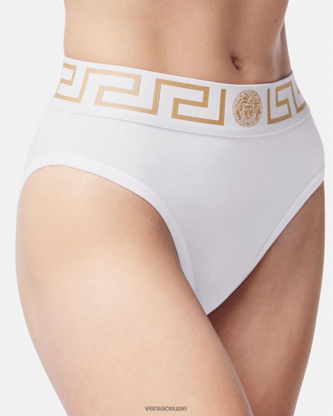 نحيف الحدود اليونانية ملخصات عالية الساق Versace أبيض 0FVD2J1056 الملابس الداخلية وملابس البحر