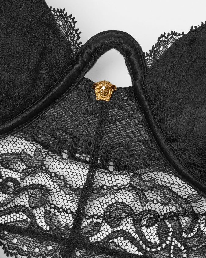 نحيف أعلى الدانتيل بوستير الباروك Versace أسود 0FVD2J1066 الملابس الداخلية وملابس البحر