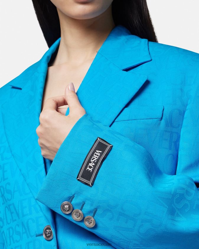 نحيف سترة جاكار بالكامل Versace أزرق 0FVD2J106 ملابس